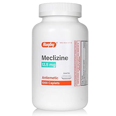 Rugby Meclizine 12.5 mg Antiemetic Caplets for Symptoms Related to Motion Sickness– Travel and Cruise Essentials, 1000 Caplets