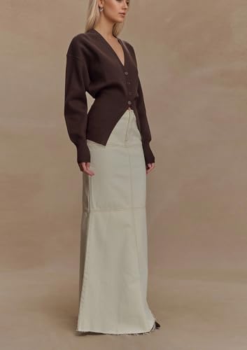 Cardigan Sweaters for Women Deep V Neck Button Down Long Sleeve Knit Top Oversized Casual Dressy Fall Outerwear2