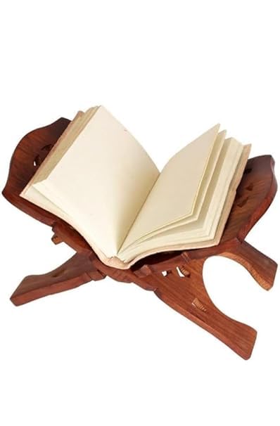 Handmade & Handcraft Sheesham Wooden Book Holder Display Stand Folding Religious Prayer Free Reading Stand with Intricate Carvings, Rehal for Religious Holy Books - Size (12 Inch) (Pack of 1)-image-6
