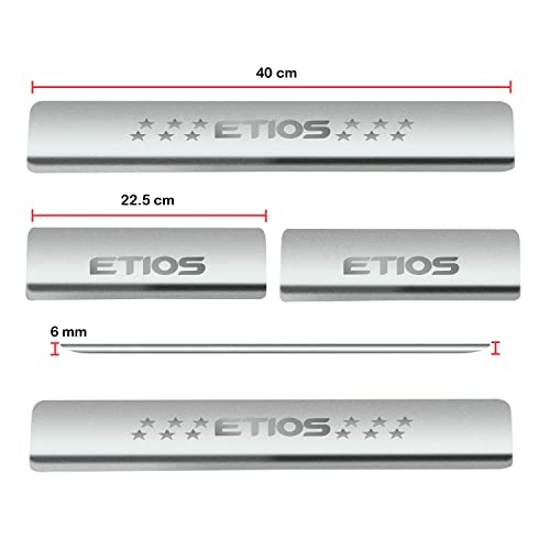 Image of AC Door Sill /Foot Step Stainless Steel Scuff Plate Plates Compatible with Toyota Etios (Set of 4 Pcs)