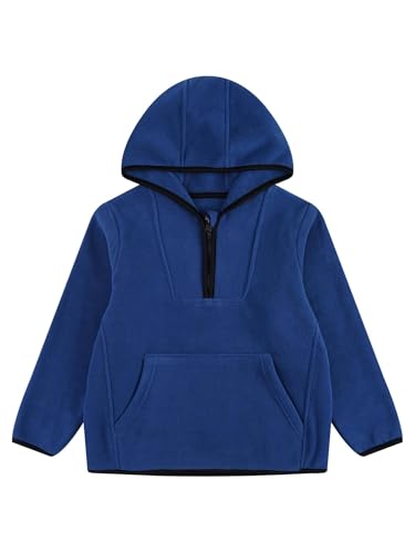 easyforever Kids Girls Boys Hoodie Warm Fleece Jacket Hooded Casual Long Sleeve Zipper Pullover Top Homewear Dark Blue 15-16 Years