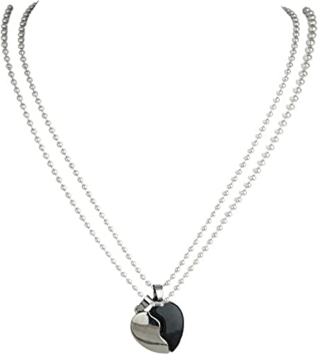 Duomus Pendant Double Heart Locket Valentine Special Blackcolor I Love You Heart in Heart Couple Duo Pendant Chain Necklace BFF Lovers for Girls (Black & Silver) (B09C4QRD93) Amazon Price History, Amazon Price Tracker
