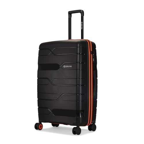 Image of Nasher Miles Cannes Hard-Sided Polypropylene Check-in Luggage 28 inch | 75cm | 8 Wheels Large Trolley Bag for Travel | Suitcase (Black Orange)