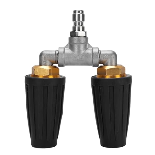 Twin Turbo Nozzle, High Pressure Double 360° Rotating Turbo Nozzle, Power Washer Nozzle with 1/4in Quick Connector, 4000psi Pressure for Garden Cars (Black)