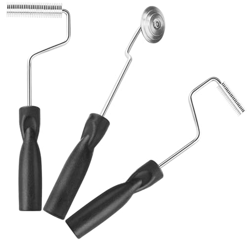 Fiberglass Roller Tools Kit 3Pcs Bubble Paddle Tool Fiberglass Resin Laminating Roller Set for Tub Shower Bathtub Boat Repair