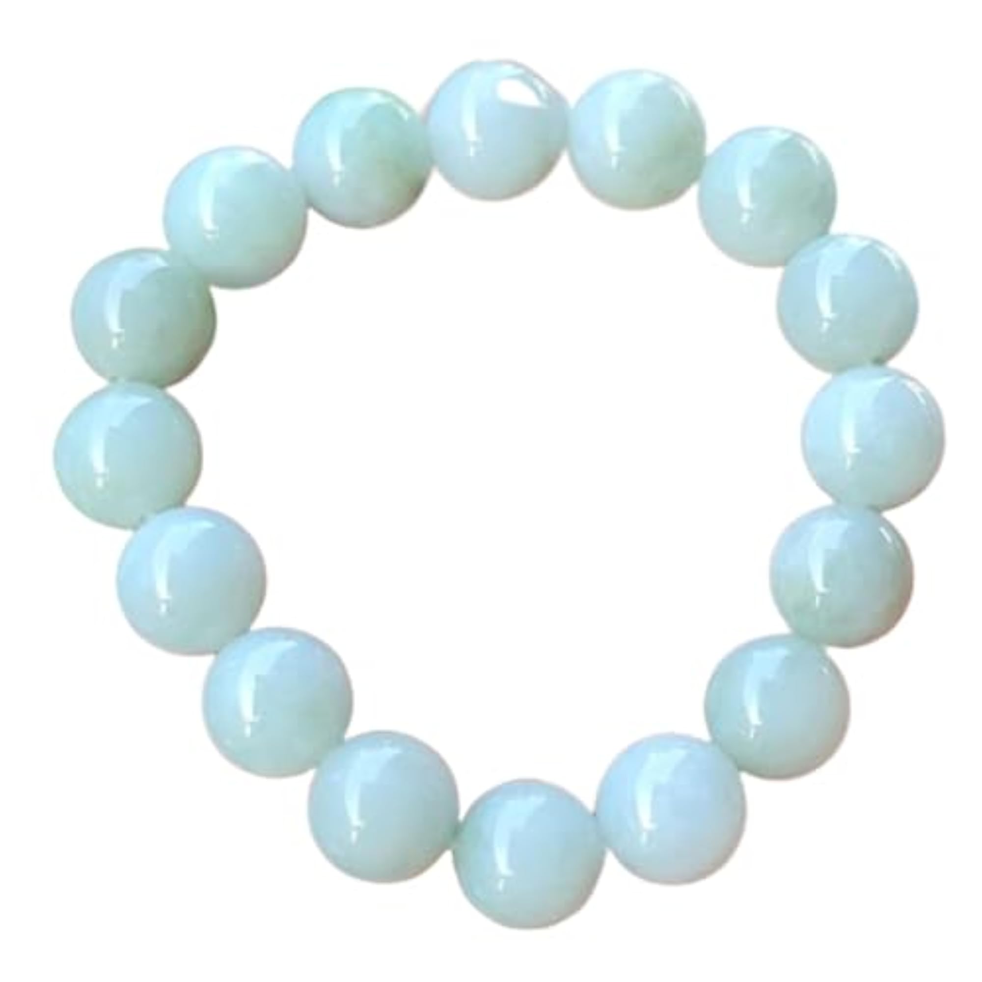 Natural Jadeite 14mm Gemstone Stretch Bracelet, Unisex