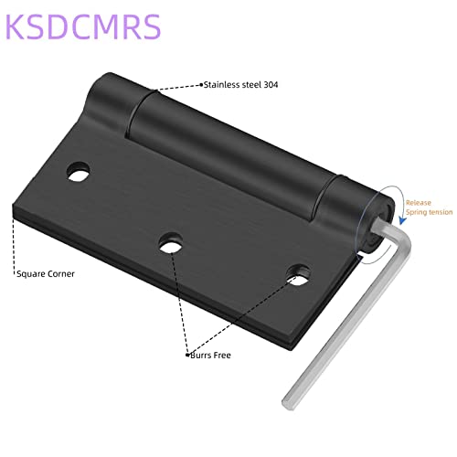 3.5" Self-Closing Stainless Steel Hinges,3-1/2 Inch X 3 1/2 Inch Heavy Duty Spring Loaded Automatic Adjustable To Close Door Hinge With Square Corner (Matte Black-3Pack) #TOP5
