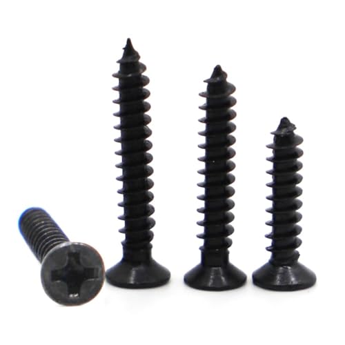 Vis à bois autotaraudeuses à tête cylindrique ronde en acier noir, M1 M1.2 M1.4 M1.7 M2 M2.6 M3 M3.5 M4, Mini Micro Phillips plat fraisé(Flat Head,16MM_M2.3 50PCS)