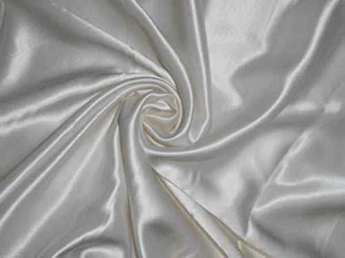 Tissu satiné en soie blanc perle réversible 40 mommes de 137 cm
