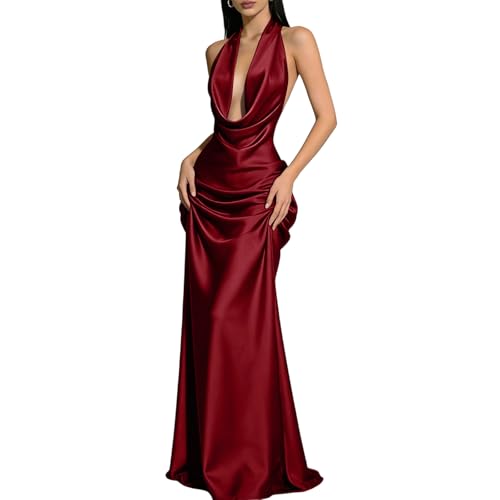 Robe sirène longue licou moulante pour sublimer un dos nu