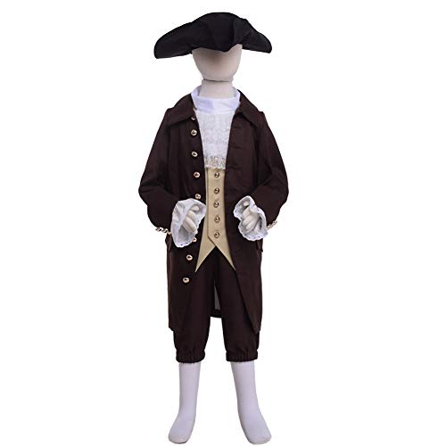 BPURB Kids Colonial Costume Boys 18th Century America Boys Baroque Aristocrat Deluxe Costume Outfit