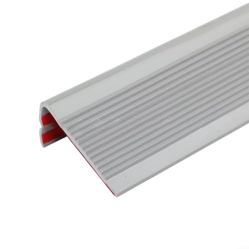Jonikuper Nez d'escalier en caoutchouc pour plus de sécurité | Auto-antidérapant pour bordure | Convient pour carrelage, bois, métal, verre | 100 cm gris (gris)
