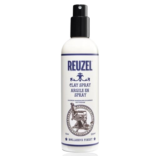 Reuzel Clay Hairspray for Men - Fragrance Free - Helps Control Frizz - Adds Texture and Definition - Helps Achieve Dry, Gritty, Lived-In Look - Flexible Hold - Suitable for All Hair Types - 355 ml