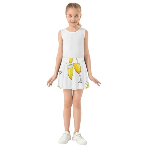 Joisal Girls' Shorts Athletic Skorts Skirts with Shorts 2 in 1 Girl Skort Champagne Yellow Wine 3t3