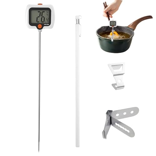 Kixolazr Termómetro De Caramelo | Medidor De Cocina Con Sonda Larga Y Clip Para Olla - Termómetro De Fritura Profunda Con Pantalla Giratoria,Parrilla Exterior, BBQ, Restaurante, Fritura, Cocina