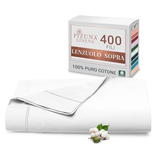 Pizuna Lenzuolo sopra matrimoniale Cotone 240x280 cm Bianco, 400 fili