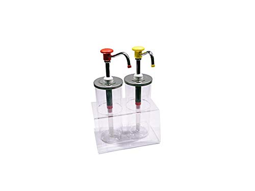 HOVICON SET 2 pz. DOSATORE A LEVA INOX PER SALSE CON CONTENITORE IN PLEXIGLAS capacità lt.2