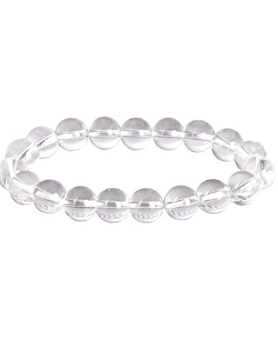 DHYANARSH Natural 8mm Gorgeous Semi-Precious Gemstones Healing SPHATIK / Crystal Stretch Beaded Bracelet Unisex