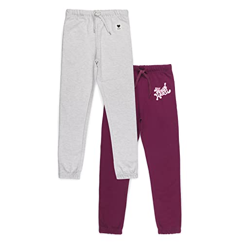 Image of Alan Jones Clothing Girls Mid Rise Pack of 2 Joggers Track Pants | Side Pockets | Elastic Waist with Drawstring | Regular Fit