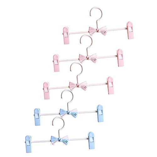 ABOOFAN 5Pcs Adjustable Clips Pants Hangers Space Saving Plastic Clothes Hangers for Jeans Trousers Skirts and Design for Home and Closet Organization
