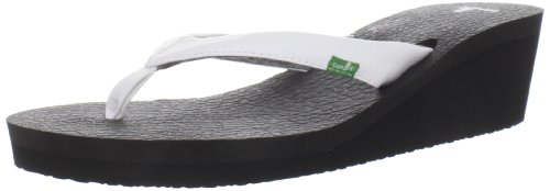 Sanuk Women's Yoga Mat Wedge Flip Flop,White,8 M US