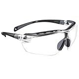 TICONN Anteojos de seguridad para hombres y mujeres con brazos ajustables, ANSI Z87.1 antivaho y a prueba de arañazos, lentes envolventes con protección UV (transparentes, 1 unidad)