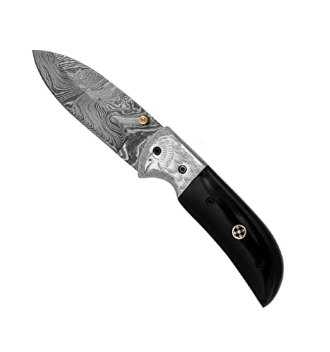 laguiole artisan 4001 DAMAS - Couteau excellence EAGLE - Black water buffaloo bone handle corne