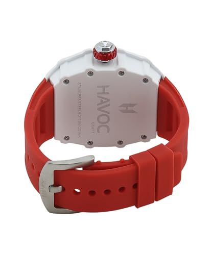 Image of Havoc Craft Men's Luxury Sports Watch 30M Waterproof Tonneau Chronograph | Analog Quartz Wristwatch with Time & Day Function | Premium Square Dial, Shock-Resistant & Anti-Magnetic Silicone Strap