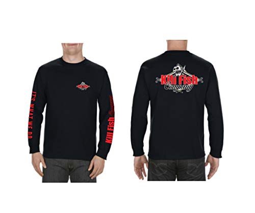 Kill Fish Gaff Theme Fishing Long Sleeved (X-Large) Black W/Red