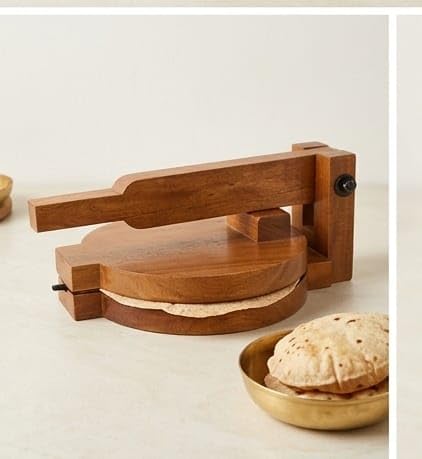 Wooden Roti Maker Press for Chapati, Tortilla and Flatbread | Solid Wood Construction, Lever Handle Design, Uniform Round Shape, Traditional Kitchen Tool, Adjustable Pressure Knob-image-33