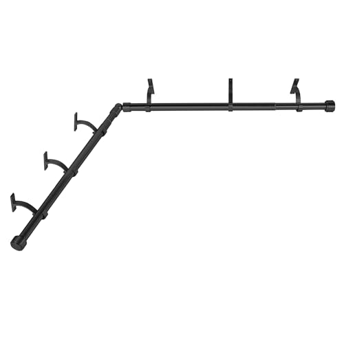 Mayrhyme Black Corner Window Curtain Rods with Aluminum End Cap Finials and Brackets,1 Inch Diameter...
