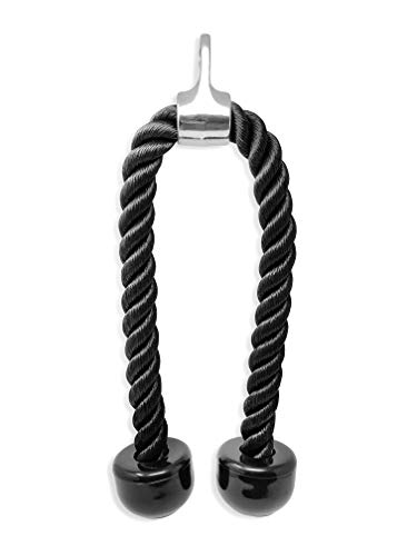 Garage Fit Strapazierfähiges Doppel-Trizeps-Pressdown-Seil | strapazierfähiges Nylon Gummikappen für guten Halt extra starke Trizeps-Zugseil-Befestigung Heimtrainer & Smith Maschine (schwarz, 69,8 cm) Cover