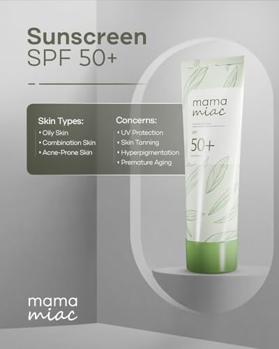 Image of MAMAMIAC Green Tea Sunscreen SPF 50+ Broad Spectrum UVA /UVB - 50ml | No White Cast, Skin Tanning, Hyperpigmentation | For Oily, Combination, Acne Prone Skin