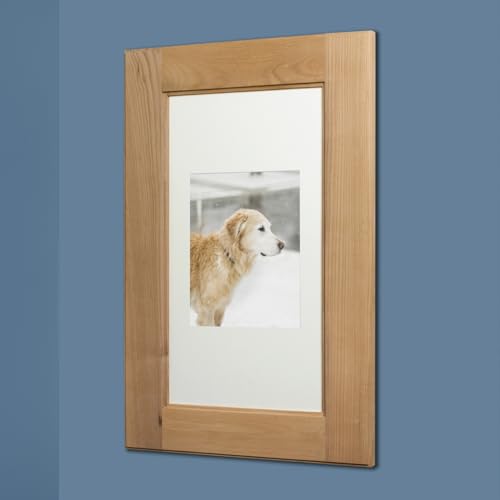 Image of 14x24 Concealed Picture Frame Medicine Cabinet Without Mirror for Bathroom, Recessed in The Wall, Made in North America, Real Wood, NO MDF, Adjustable Shelves, Unfinished Shaker