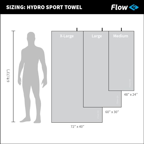 Flow Hydro Sport Towel - Microfiber Quick Dry Swimming Towels for Swim, Pool, Triathlon, and Other Water Sports in Medium and Large Sizes (Gray, Large (60" x 30"))