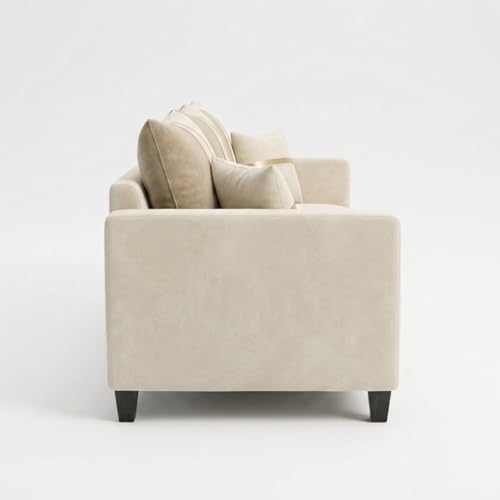Image of Jester Plush Comfort Sofa | 3 Seater | Luxury Velvet Suede Fabric | Modern Living Room Sofa | Cream
