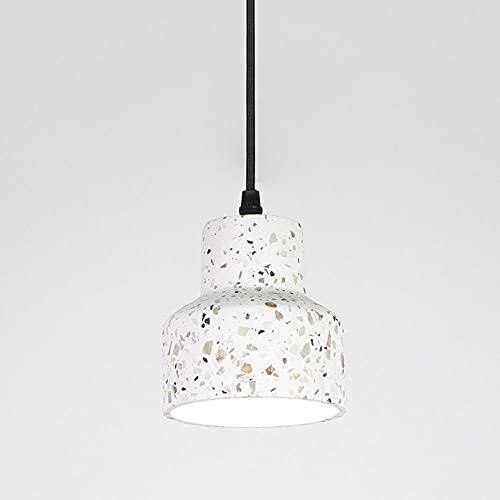 Suspension E27 en terrazzo blanc pour l'ambiance lumineuse d'une chambre ou salle à manger