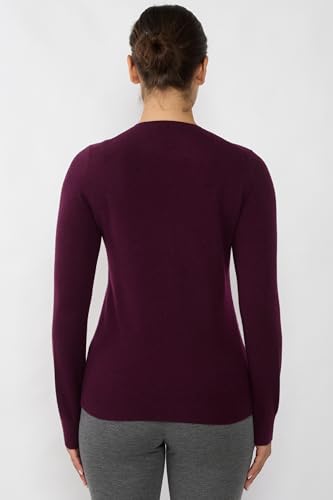 Image of JENNIE LIU Women's 100% Cashmere Button Front Long Sleeve Crewneck Cardigan Sweater