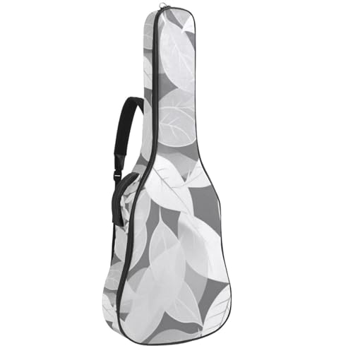 Grand sac pour guitare étanche à motif feuilles blanches 42.9 in