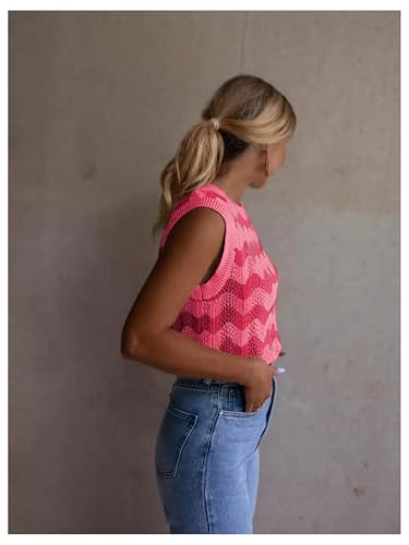 SHENHE Women's Sweater Vest Crew Neck Sleeveless Hollow Out Knit Pullover Tank Top2