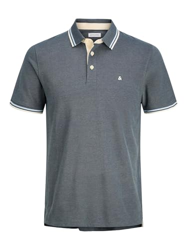 JACK & JONES Camisa Polo Ajustada Hombre JJEPAULOS Lisa Verano Manga Corta Algodón Piqué Talla Grande., Color:Armada, Size:3XL