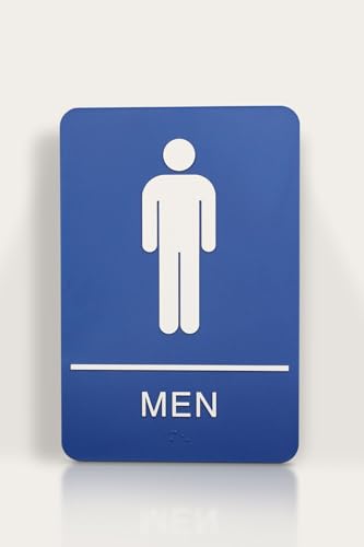 Headline Sign 5209 Men's Restroom ADA Sign with Grade 2 Braille and Tactile Graphics, 6" x 9", Blue/White, Made in USA