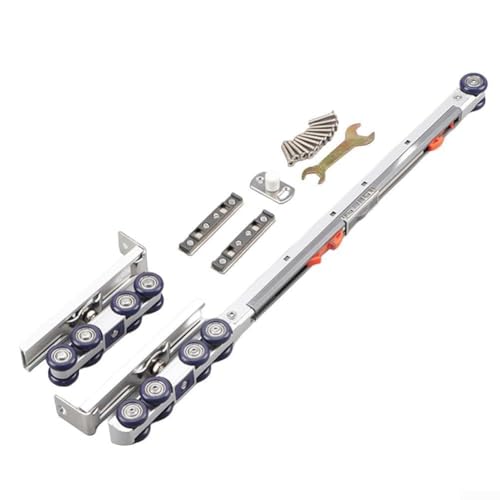 Yuanpgky Polea de puerta corredera para puertas de madera, ruedas de suspensión bidireccionales, alta capacidad de carga (60-100 kg), aleación de zinc, funcionamiento silencioso, para una fácil