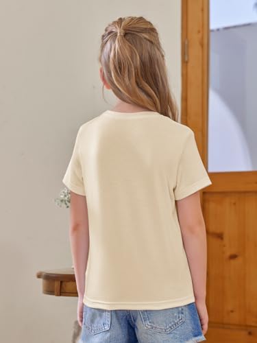 Image of Girls Short Sleeve T Shirts Kids Summer Tops Crewneck Tees 5-14 Years