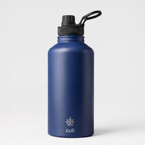 Image of CULT Stainless Steel Water Bottle 2 Litre with Sports Cap | Leakproof Gym Flask for Office, Travel & Workout | Durable Large Capacity Metal Hydration Jug (Blue)