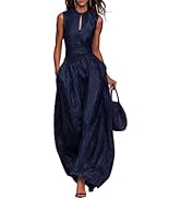 REASERAL Womens Sleeveless Striped Wide Leg Jumpsuit Stand Collar Keyhole Front Belted Palazzo Pa...