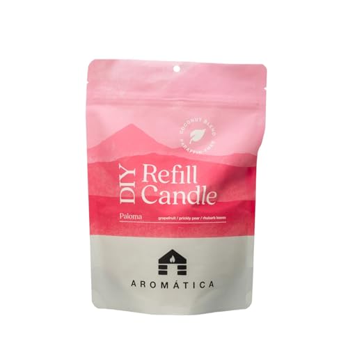 Bluecorn Aromática Paloma Scented Candle Refill Kit – Grapefruit, Citron & Prickly Pear | Clean-Burning Coconut Wax | Non-Toxic Fragrance | 100% Compostable Pouch | DIY Candle Refill | Made in USA