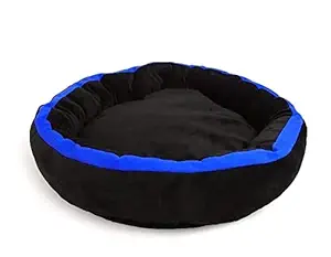 Gorgeous Soft Reversible Round Cats and Dogs Bed Blue Black-XL