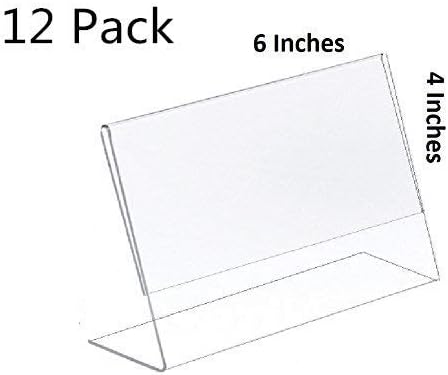 12Pack Acrylic 6 x 4 Slanted Sign Holders