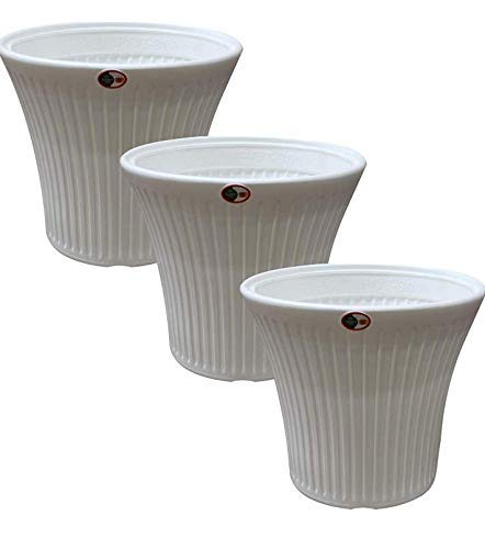 OSHIGREENS Round Flower pots 10 inches planters - Pack of 3 White Indoor Gardening Plant Container (B086GZC9LL) Amazon Price History, Amazon Price Tracker
